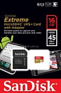 Карта памяти SanDisk Extreme 16GB microSDHC Class 10 UHS-I 45MB/s