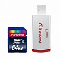 Карта памяти Transcend SDXC 64GB Class 10 + USB reader Карта памяти Transcend SDXC 64GB Class 10 + USB reader